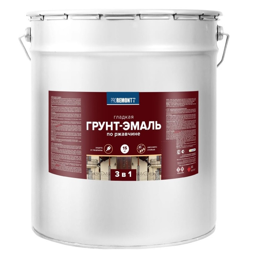 Изображение товара Грунт-эмаль Proremontt 3 в 1 белая 15 кг для защиты металла