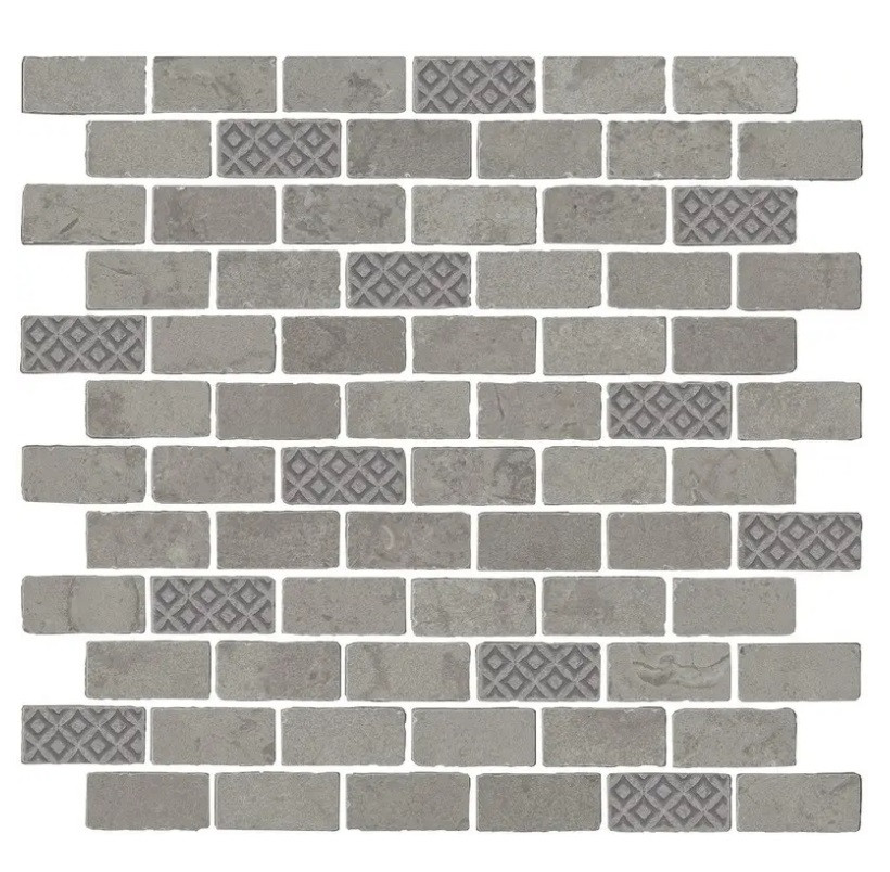 Изображение товара Декор из керамогранита Kerama Marazzi MBD011 Про Лаймстоун Антика 3 мозаичный серый матовый 320х300х9 мм
