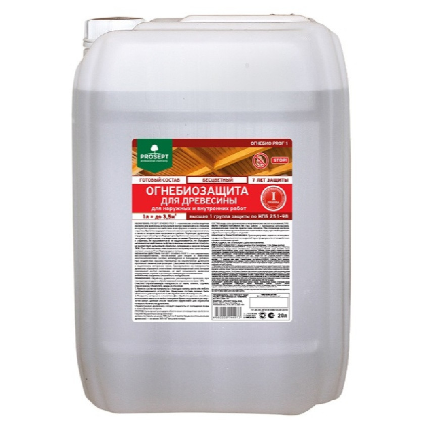 Изображение товара Огнебиозащитная пропитка для древесины Prosept Огнебио Prof 1 007-20бц 20 л