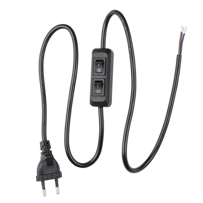 Изображение товара Шнур сетевой  Uniel UCX-C90/02A-100 Black с вилкой и с двухклавишным выключателем 02А 500Вт 1 м черный