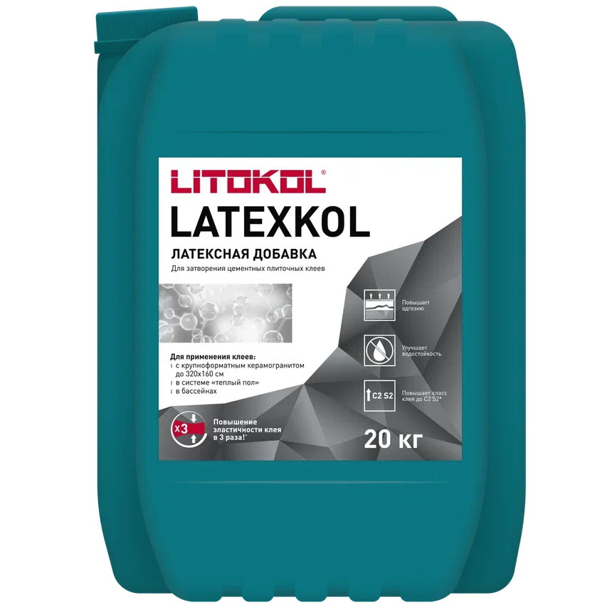 Изображение товара Добавка для сухих смесей Litokol Latexkol-M 20 кг для укладки плитки и мозаики