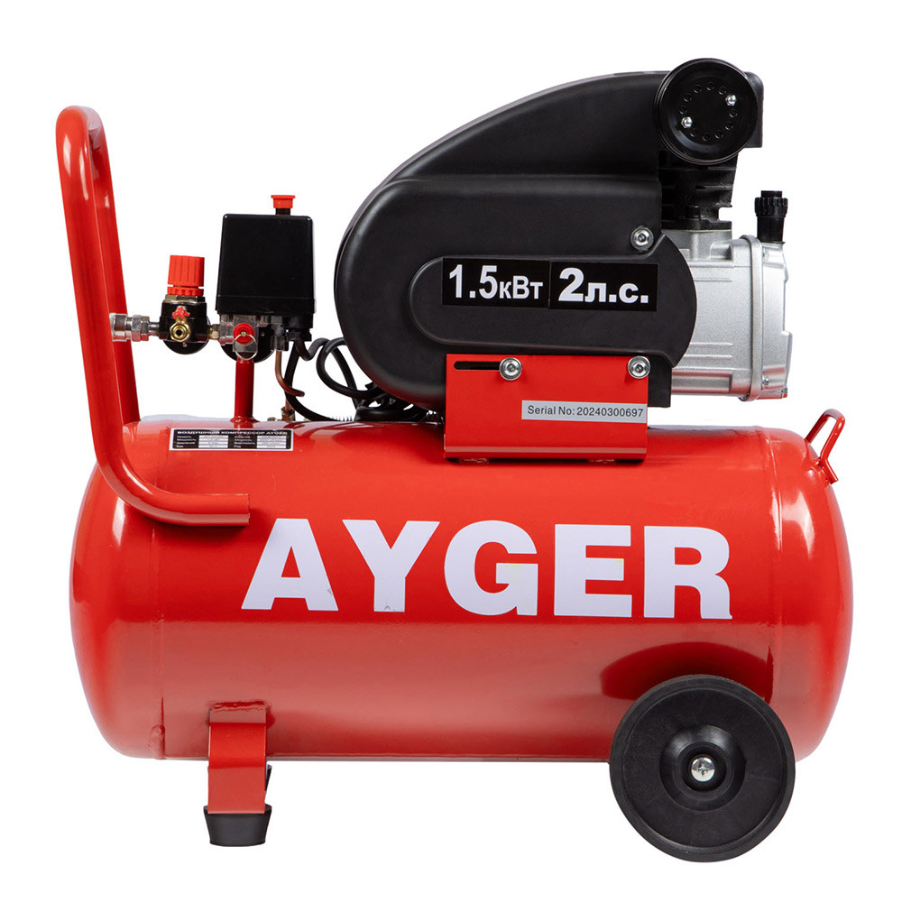 Изображение товара Компрессор поршневой масляный Ayger AFL50/260 260 л/мин 1,5 кВт Изображение товара Компрессор поршневой масляный Ayger AFL50/260 260 л/мин 1,5 кВт