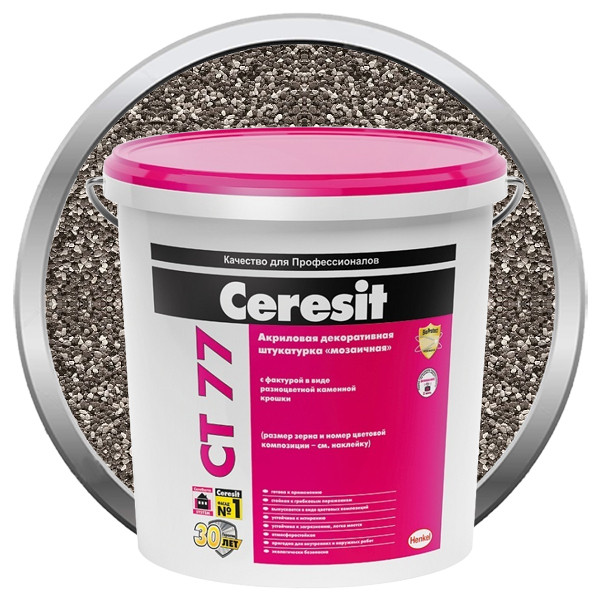 Изображение товара Декоративная акриловая штукатурка Ceresit CT 77 Мозаичная Tibet 5 25 кг для фасада и стен