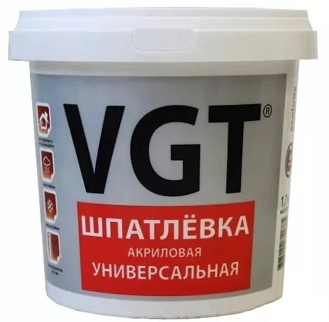 Изображение товара Акриловая универсальная шпатлевка VGT 1,7 кг для внутренних и наружных работ