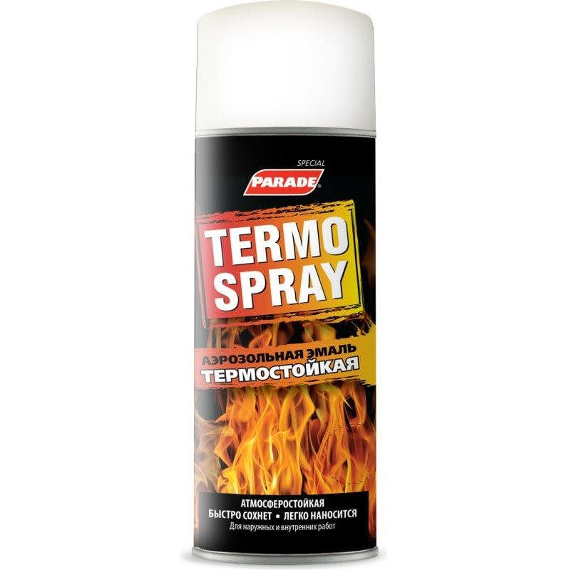 Изображение товара Краска аэрозольная Parade Termo Spray белая 400 мл Изображение товара Краска аэрозольная Parade Termo Spray белая 400 мл