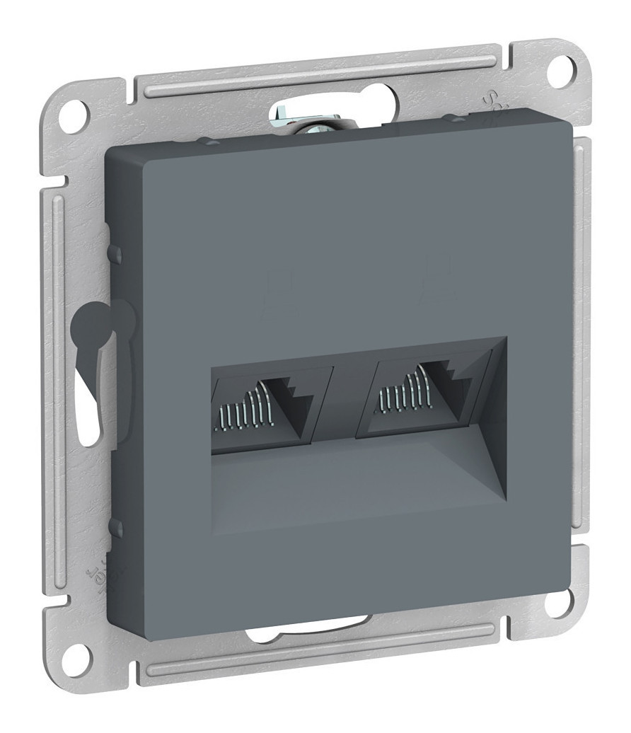 Изображение товара Механизм компьютерной розетки Schneider Electric AtlasDesign ATN000785 RJ45+RJ45 кат.5E двухместный грифель