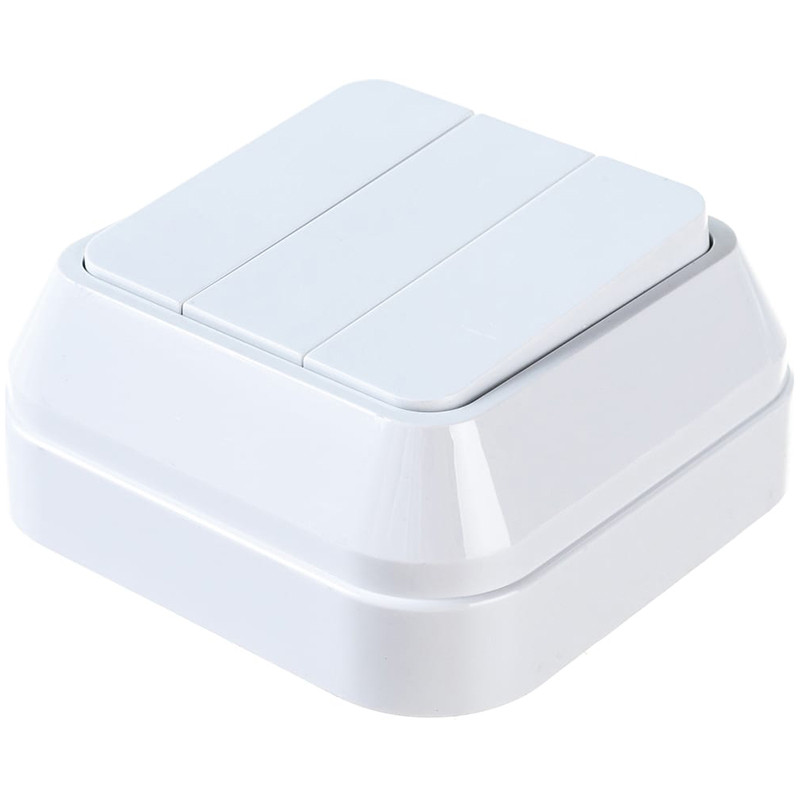 Изображение товара Выключатель Makel 451A5 трехклавишный с заземлением белый