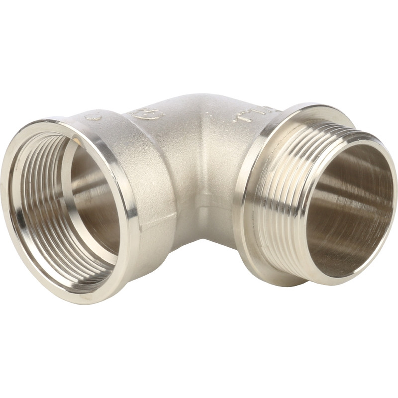 Изображение товара Угольник с упором Stout SFT-0016-000112 1 1/2 дюйма никелированный с внутренней и наружной резьбой