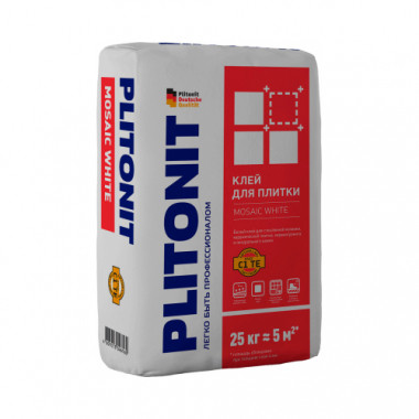 Изображение товара Клей для плитки Plitonit Mosaic White 25 кг универсальный