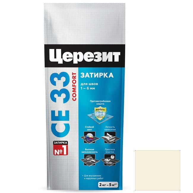 Изображение товара Затирка цементная Ceresit СЕ33 Comfort Натура 2 кг для узких швов