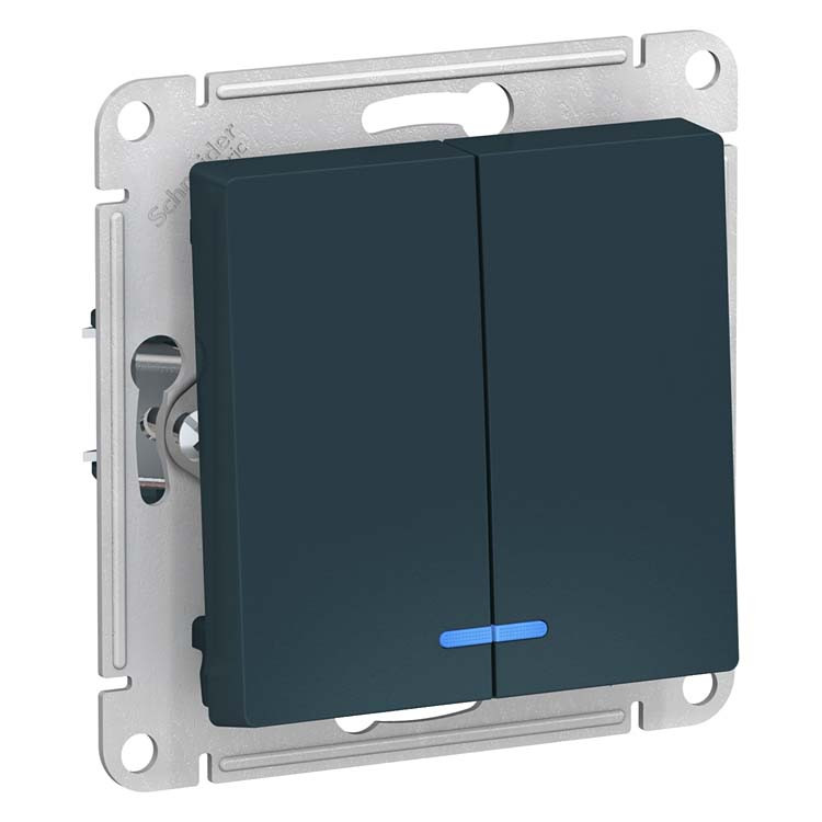 Изображение товара Механизм выключателя Schneider Electric AtlasDesign 2-клавиши с подсветкой изумруд