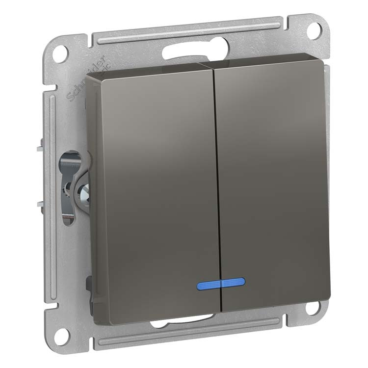 Изображение товара Электромеханический выключатель Schneider Electric AtlasDesign 2-клавишный, подсветка