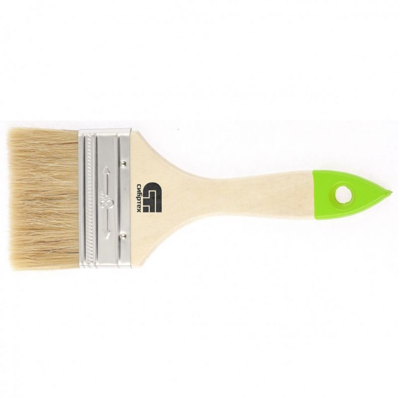 Изображение товара Кисть плоская СИБРТЕХ 75 мм натуральная щетина деревянная ручка