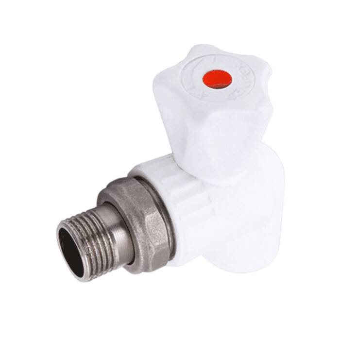 Изображение товара Кран шаровой ПП-Р белый угловой для радиатора VALFEX 10148125