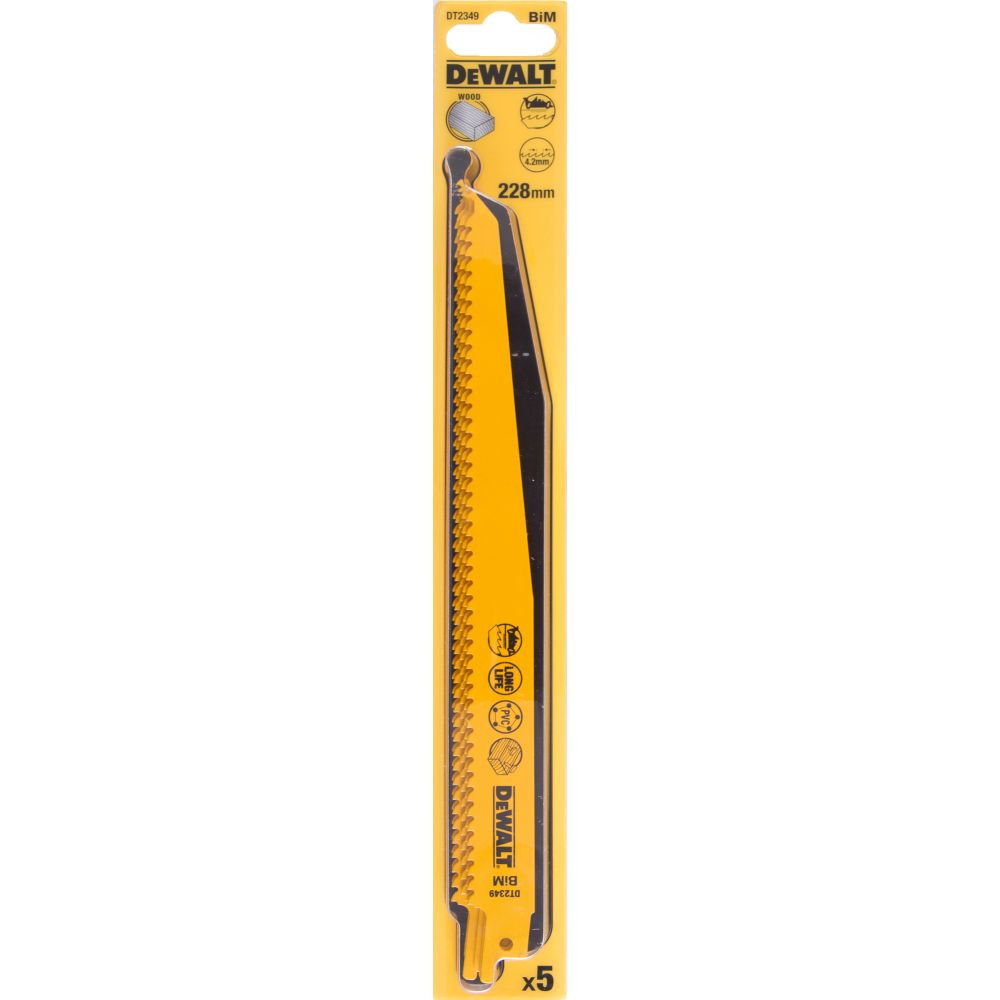 Изображение товара Полотно для сабельных пил Dewalt DT2349 228 мм 6 зубьев/дюйм для дерева Изображение товара Полотно для сабельных пил Dewalt DT2349 228 мм 6 зубьев/дюйм для дерева