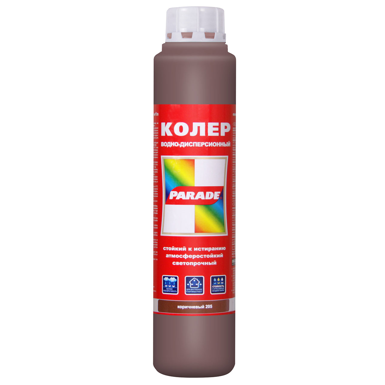 Изображение товара Водно-дисперсионный коричневый колер Parade Classic №205 0,75 л для водных красок и штукатурок