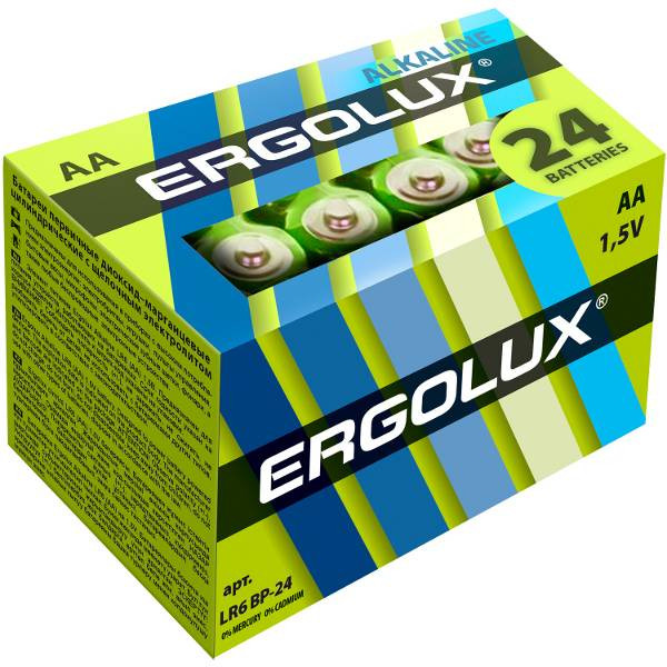 Изображение товара Элемент питания алкалиновый Ergolux 14212 AA/LR6 BP-24 24 шт Изображение товара Элемент питания алкалиновый Ergolux 14212 AA/LR6 BP-24 24 шт