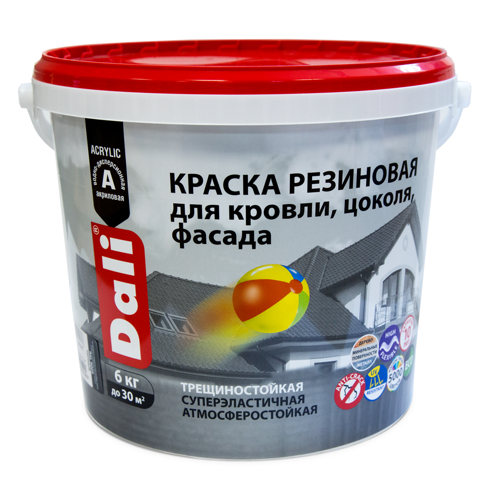 Изображение товара Резиновая краска Dali База А 6 кг для кровли, фасада и цоколя