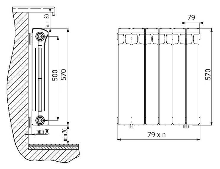 Радиатор биметаллический Rifar Base 500/100 13 секций