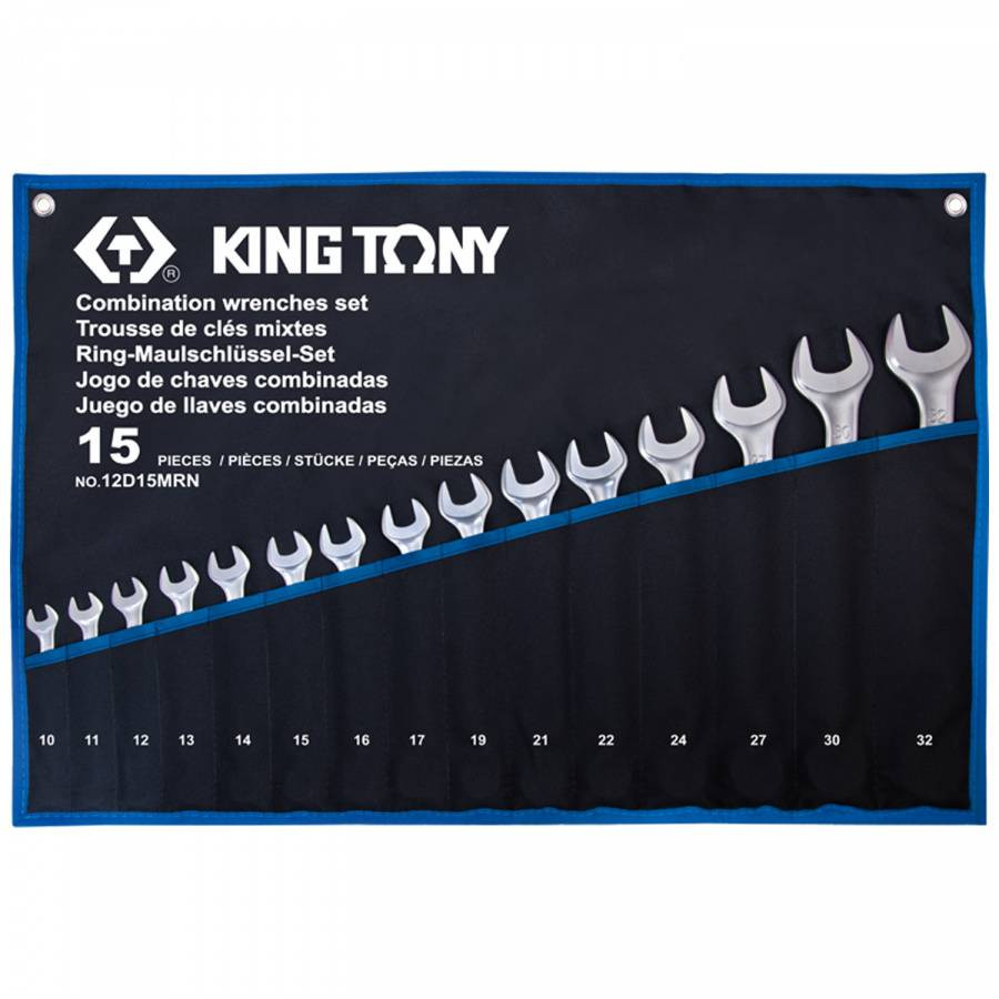 Изображение товара Набор комбинированных ключей King Tony 12D15MRN 10-32 мм 15 предметов Изображение товара Набор комбинированных ключей King Tony 12D15MRN 10-32 мм 15 предметов