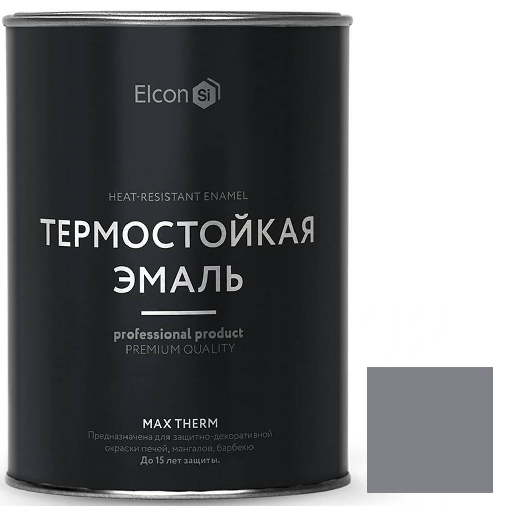 Изображение товара Эмаль термостойкая Elcon Max Therm 700 градусов графит 0,8 кг