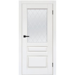 Дверь межкомнатная Komfort Doors Турин-4 эмаль белая стекло белое матовое 1900х550 мм в комплекте коробка 2,5 шт. и наличник 5 шт.