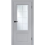 Дверь межкомнатная Komfort Doors Нео-8 эмаль светло-серая стекло белое матовое 2000х700 мм в комплекте коробка 2,5 шт. и наличник 5 шт.
