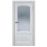 Межкомнатная дверь Komfort Doors Александрит со стеклом дуб молочный 1900х550 мм в комплекте коробка 2,5 шт и наличник 5 шт
