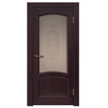 Межкомнатная дверь Komfort Doors Александрит со стеклом красное дерево 1900х550 мм в комплекте коробка 2,5 шт и наличник 5 шт