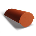 Изображение товара Черепица начальная коньковая цементно-песчаная Kriastak Classic 010424 кирпично-красная 410х250 мм