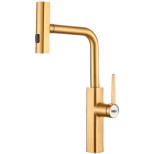 Смеситель для кухни Haiba HB73824-5 с мультифункциональным изливом матовое золото
