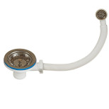 Выпуск для кухонной мойки Орио А-5007-1 с гибким переливом с нержавеющей решёткой 3 1/2 дюйма 114 мм 