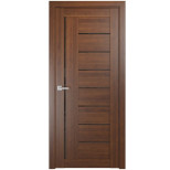 Межкомнатная дверь Двери Про ЛУ-17 ДО экошпон Орех темный стекло лакобель черный V 2000х700 мм