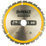 Диск пильный по дереву с гвоздями Dewalt Construction DT1952-QZ 24Т 216 мм