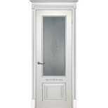 Дверь межкомнатная Текона Смальта 04 белое RAL 9003 патина серебро стекло белый сатинат 2000х800 мм