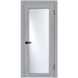 Дверь межкомнатная Komfort Doors Классик-1 со стеклом Эмалит светло-серый 1900х550 мм в комплекте коробка 2,5 шт и наличник 5 шт 