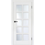 Дверь межкомнатная Komfort Doors Турин-13 эмаль белая стекло белое матовое 2000х700 мм в комплекте коробка 2,5 шт. и наличник 5 шт.