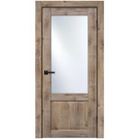 Дверь межкомнатная Komfort Doors Классик 2 со стеклом графит дуб болтон 1900х550 мм в комплекте коробка 2,5 шт и наличник 5 шт