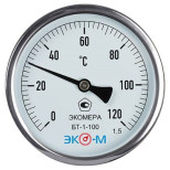 Термометр биметаллический осевой Экомера БТ-1-100 Дк 100 L100 мм 120 C