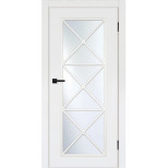 Дверь межкомнатная Komfort Doors Турин-18 эмаль белая стекло белое матовое 2000х900 мм в комплекте коробка 2,5 шт. и наличник 5 шт.