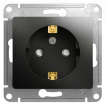 Механизм розетки Schneider Electric Glossa GSL000745 одноместный с заземлением и защитными шторками антрацит