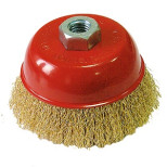 Щетка-крацовка чашка, для УШМ, 75мм, витая латунирован. проволока 0,3мм, с гайкой М14, "MATRIX" /74604