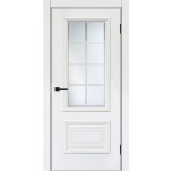 Дверь межкомнатная Komfort Doors Багет-2 эмаль белая стекло белое матовое 2000х800 мм в комплекте коробка 2,5 шт. и наличник 5 шт.