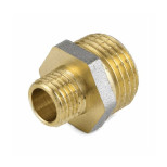 Ниппель латунь никель переходной Ду 40х20 (1 1/2"х3/4") НР 9023 ГОСТ 32585-2013 Aquasfera 9023-09