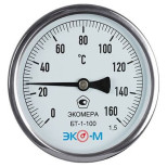Термометр биметаллический осевой Экомера БТ-1-100 Дк 100 L60 мм 160 C