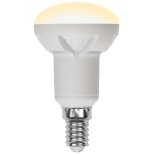 Лампа светодиодная Uniel Яркая LED-R50 7W/3000K/E14/FR/DIM PLP01WH диммируемая матовая 3000K