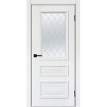 Дверь межкомнатная Komfort Doors Багет-3 эмаль белая стекло белое матовое 1900х600 мм в комплекте коробка 2,5 шт. и наличник 5 шт.