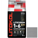 Затирка цементная для швов Litokol Litochrom 1-6 Evo LE.105 серебристо-серая 5 кг