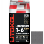 Затирка цементная для швов Litokol Litochrom 1-6 Evo LE.110 стальная серая 5 кг