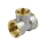 Тройник латунь никель переходной Ду 32х25х32 (1 1/4"х1"х1 1/4") ВР/ВР 9008 ГОСТ 32585-2013 Aquasfera 9008-06